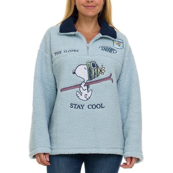 Women's Snoopy Winter Sherpa Quarter-Zip Pullover - Picture 2 of 5